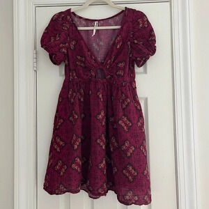Anthropologie Cinch Waist Girly Boho Dress with Pockets
